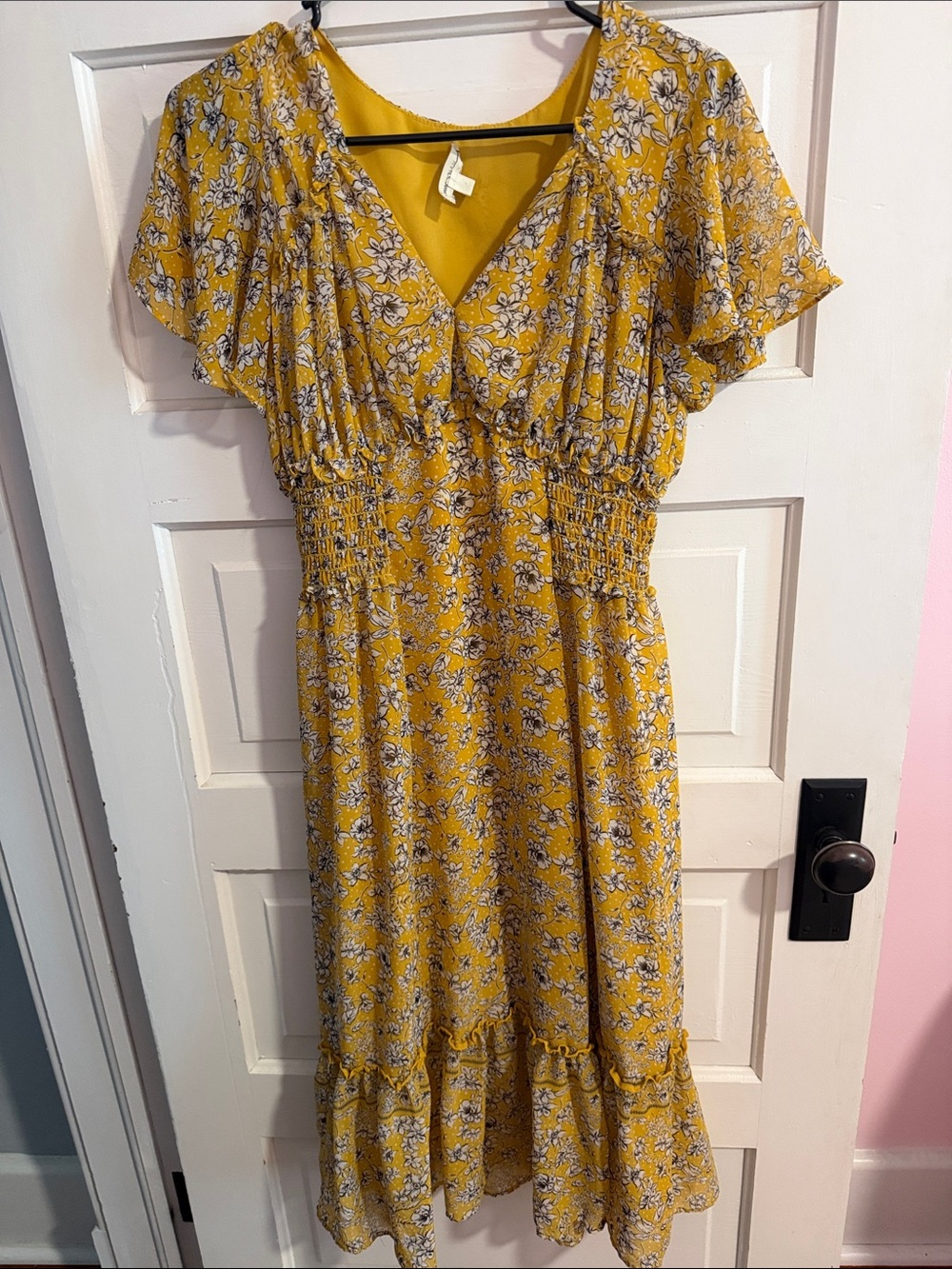 Max Studio Mustard Yellow Floral Maxi Dress